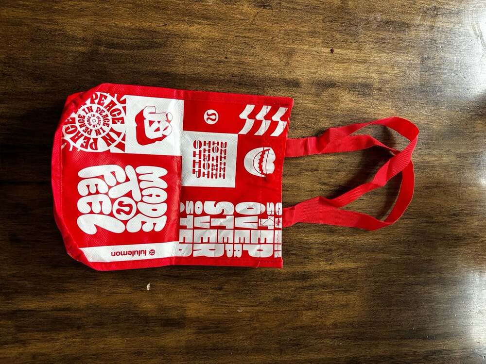 Lululemon Red All Over Print Reusable Shopping Tote Bag